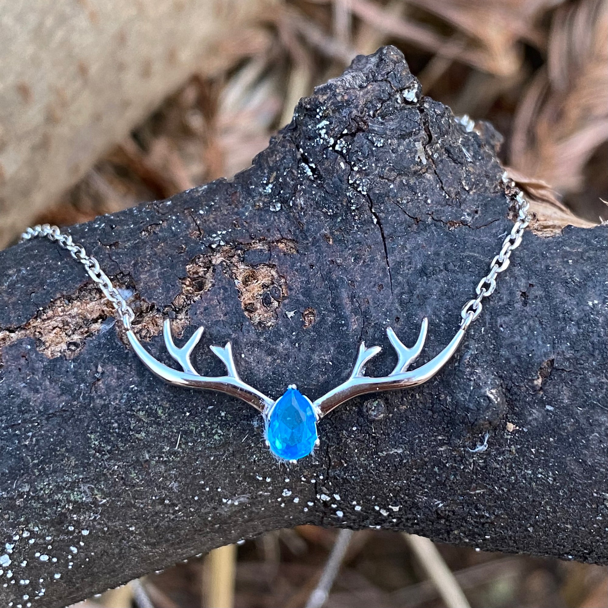 Birth Stone Antlers Necklace