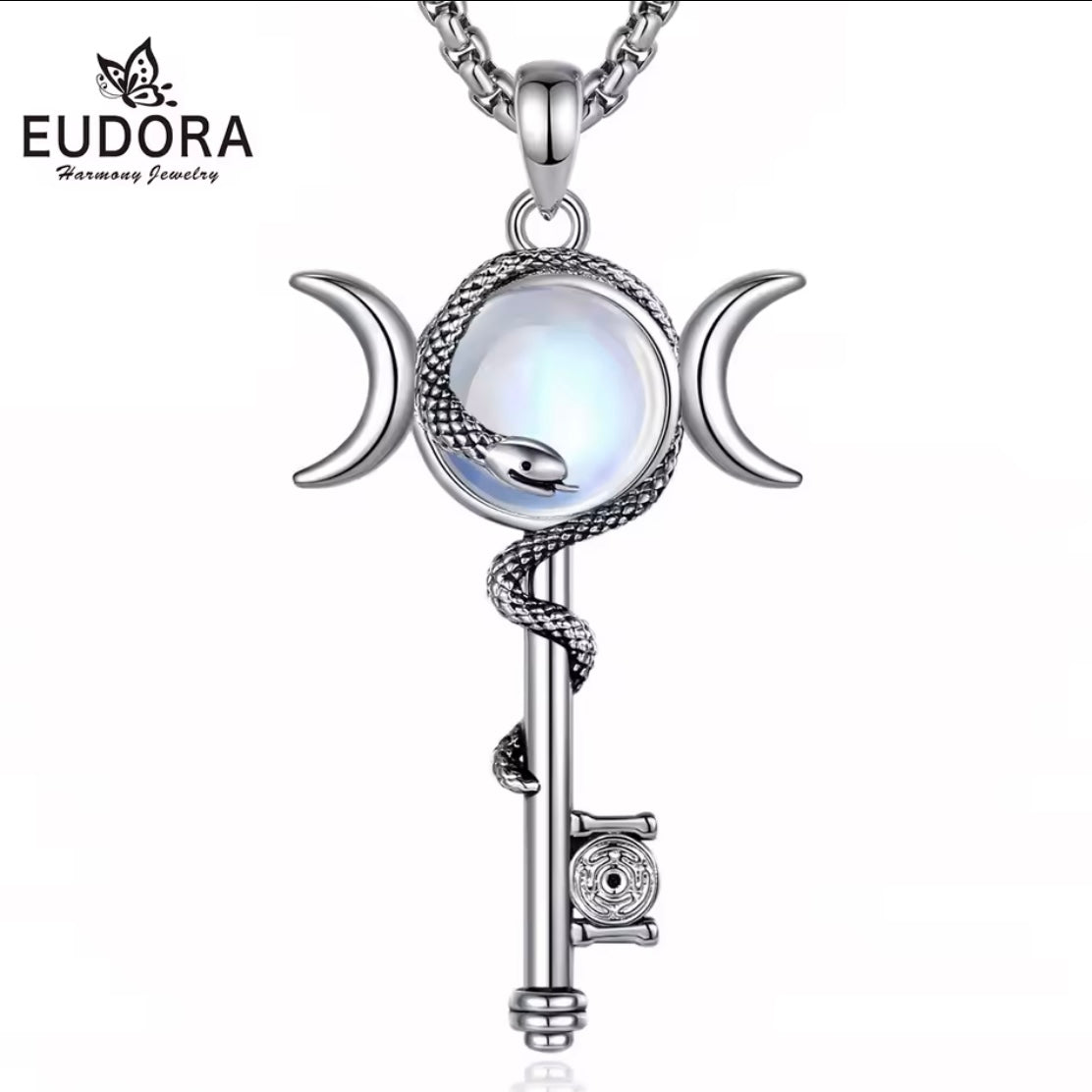 Hekate’s Key Moonstone Serpent Necklace