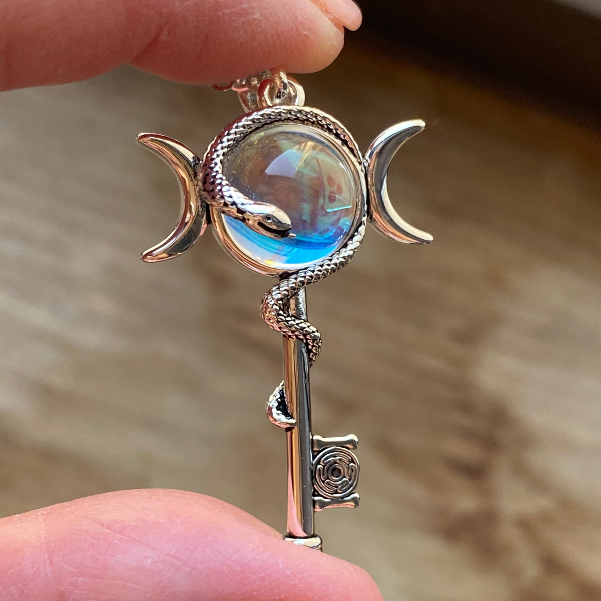 Hekate’s Key Moonstone Serpent Necklace