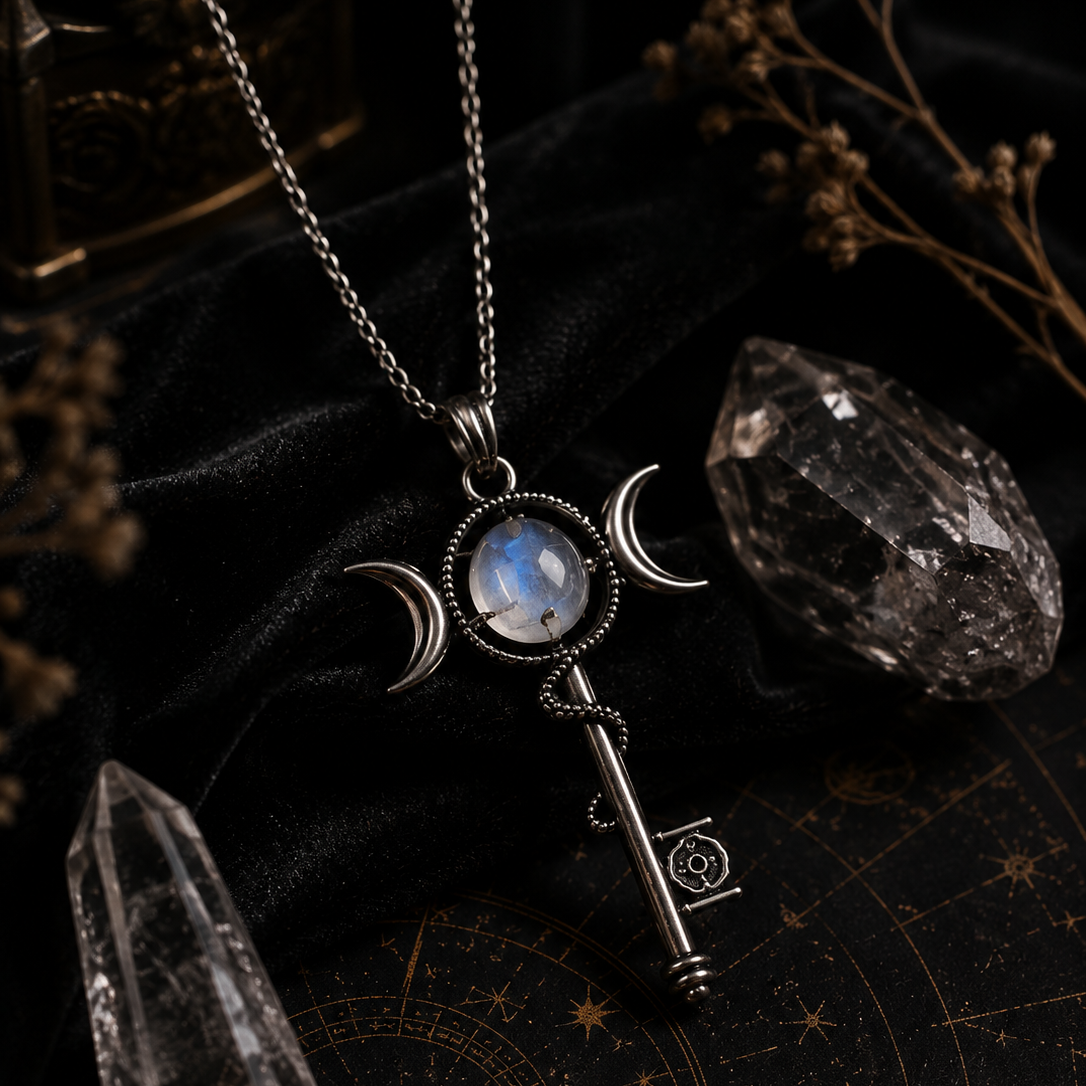Hekate’s Key Moonstone Necklace