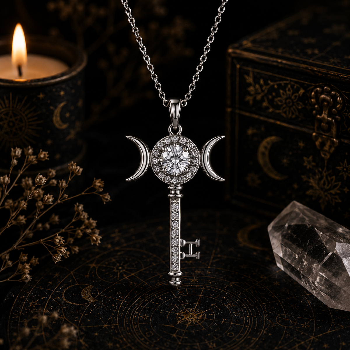 Moissanite Hekate’s Key Necklace