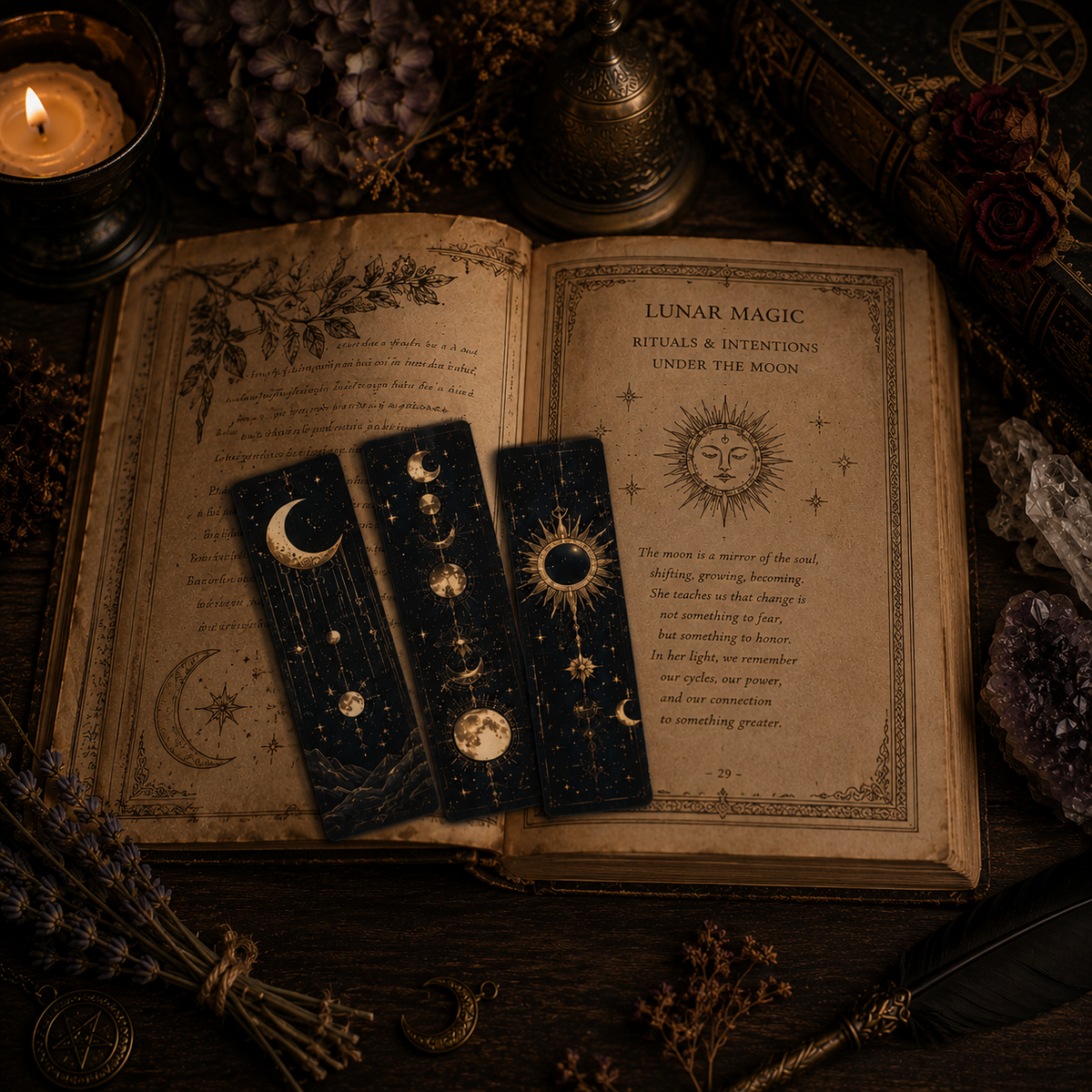 Celestial Moon Phase Bookmark Set