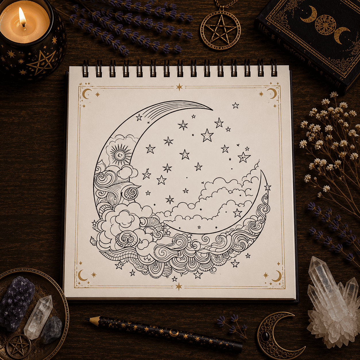 Bright Moon – Adult Colouring Book