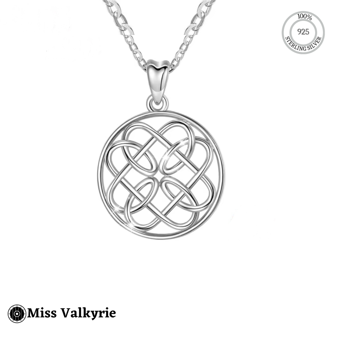 Miss Valkyrie 925 Sterling Silver Necklace featuring a delicate Dara knot design