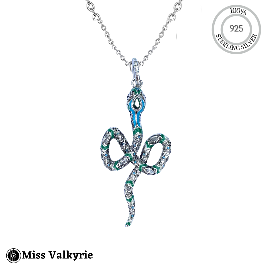 Sterling Silver Snake Necklace with Norse Celtic Design | Miss