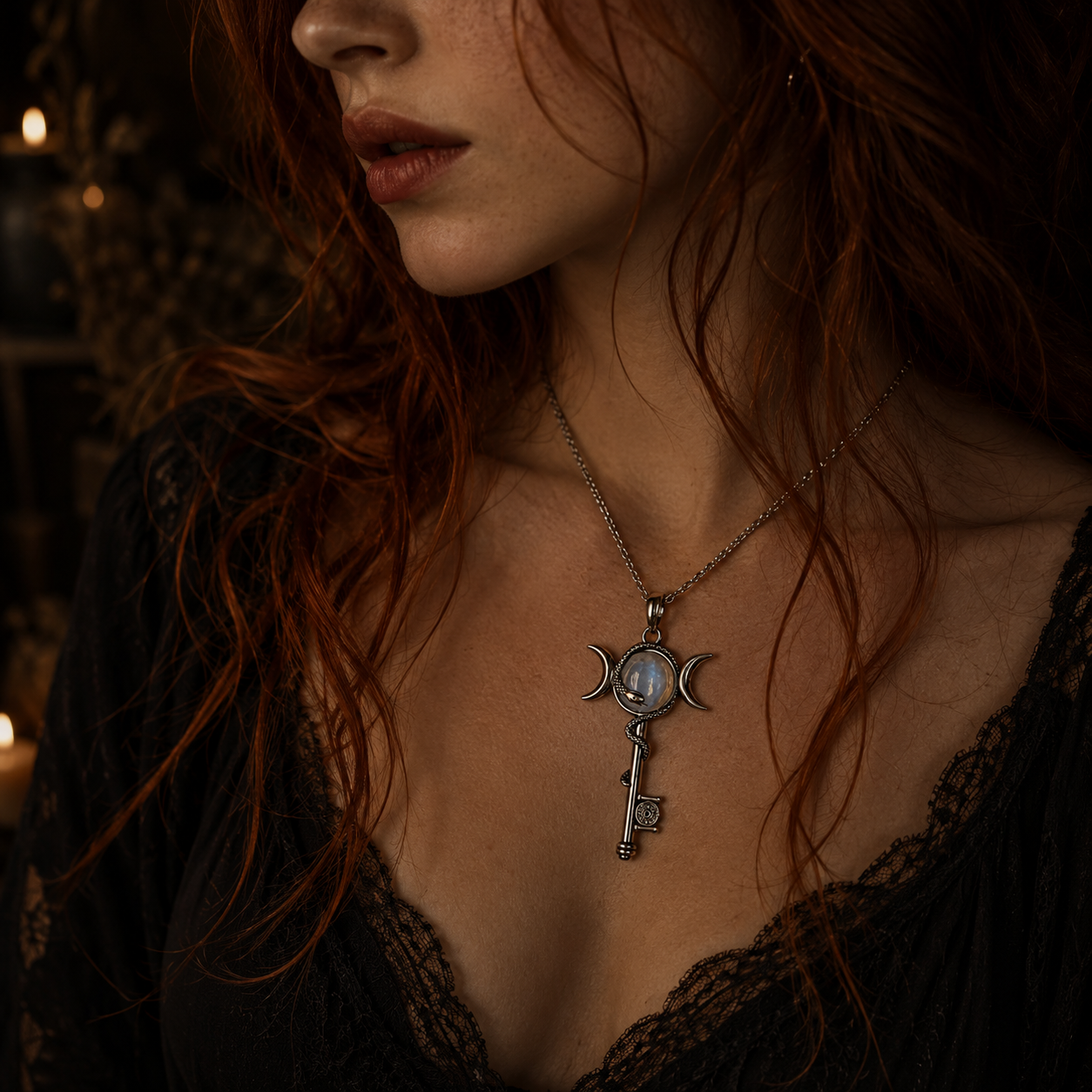 Hekate’s Key Moonstone Necklace