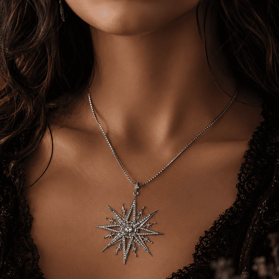 Miss Valkyrie North Star Necklace featuring a sparkling star design on a delicate chain