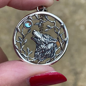 Blue Moon Wolf Necklace