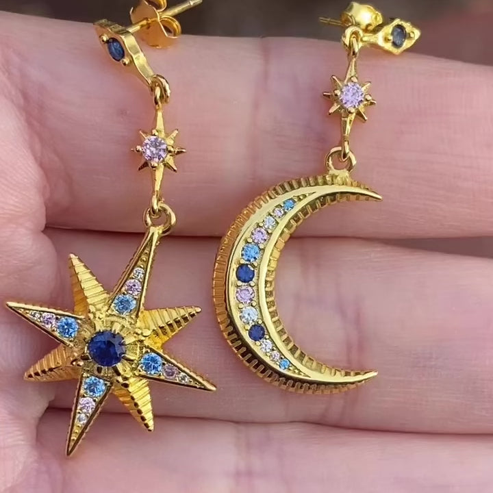 Star and Moon Earrings (Gold)