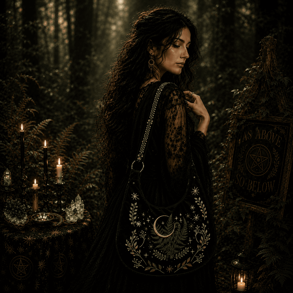 Miss Valkyrie Shoulder Bag with intricate floral embroidery, perfect for a bohemian style