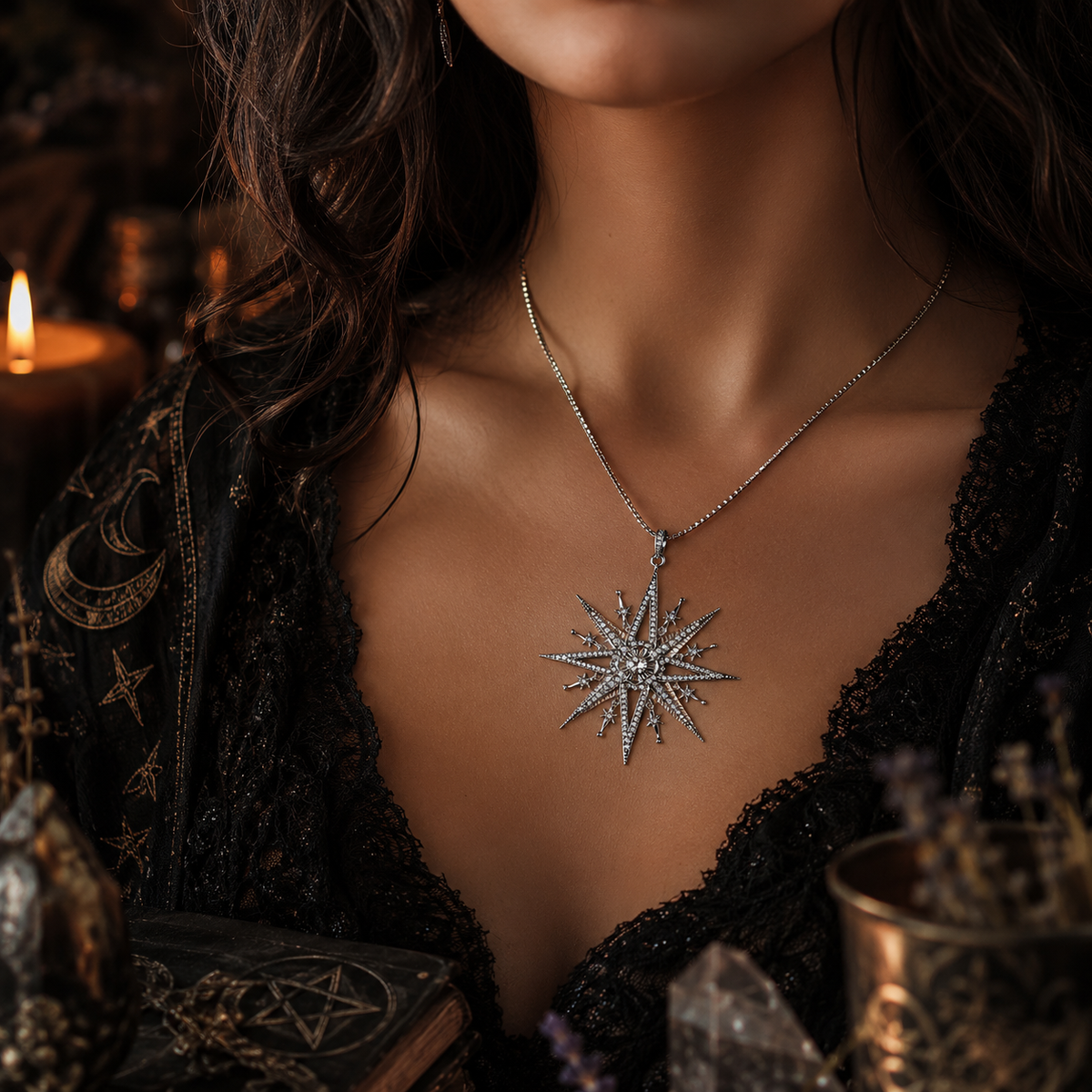 Celestial Star Necklace (Silver)