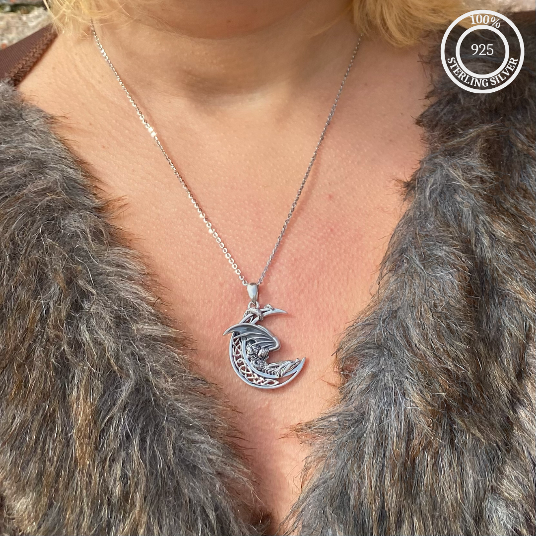 NEW! Dragon in Moon Necklace