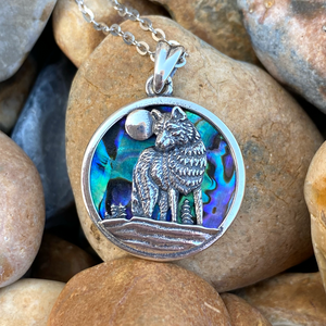 Mother of Pearl Wolf Necklace